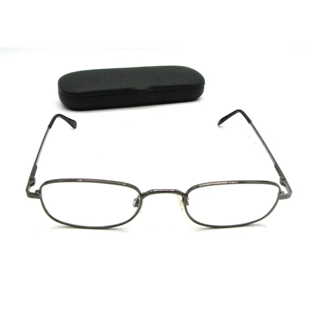 RediReaders +1.00 Reading Eyeglasses LO0507 Full Metal Rim M060A1 Black w/ Case